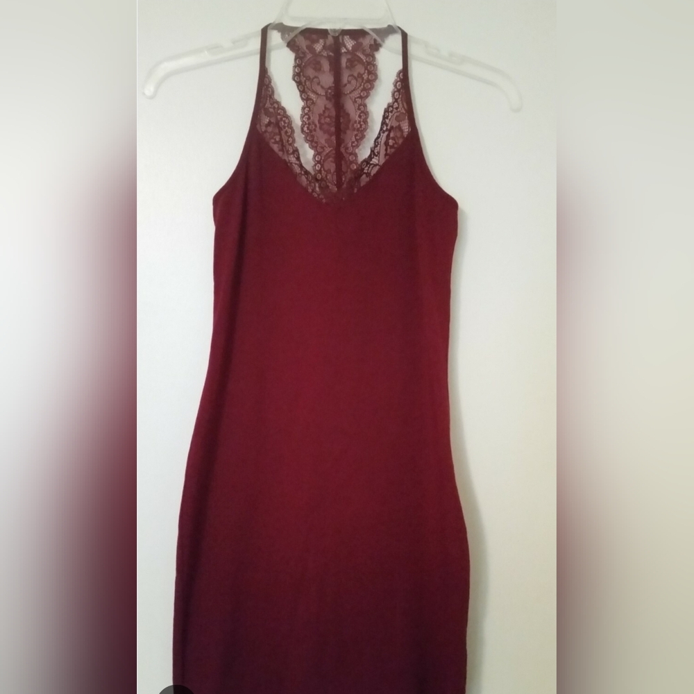 Express Red Bodycon Halter Dress